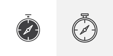 Poster - Compass icon vector icon set in black and white color.