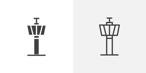 Poster - Control Tower icon vector icon set in black and white color.