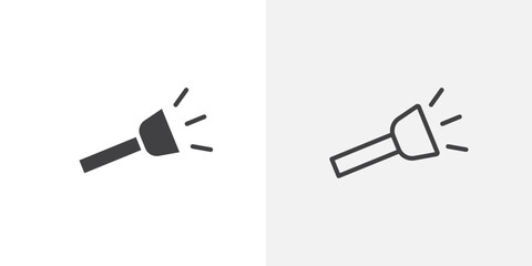 Poster - Flashlight icon vector icon set in black and white color.