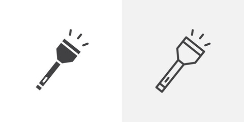 Poster - Flashlight icon vector icon set in black and white color.