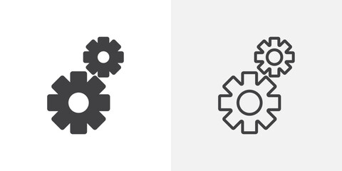 Poster - Gears icon vector icon set in black and white color.