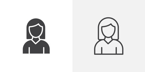 Poster - Girl icon vector icon set in black and white color.