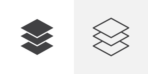 Aufkleber - Layers icon vector icon set in black and white color.