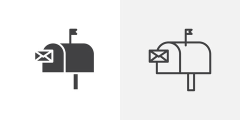 Poster - Mailbox icon vector icon set in black and white color.