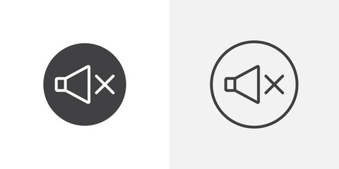 Poster - Mute icon vector icon set in black and white color.