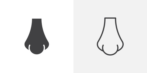 Poster - Nose icon vector icon set in black and white color.