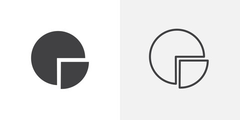 Aufkleber - Pie chart icon vector icon set in black and white color.