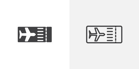 Poster - Plane Ticket icon vector icon set in black and white color.