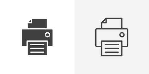 Fototapete - Print button icon vector icon set in black and white color.
