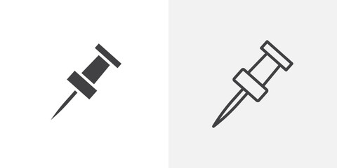 Poster - Push Pin icon vector icon set in black and white color.