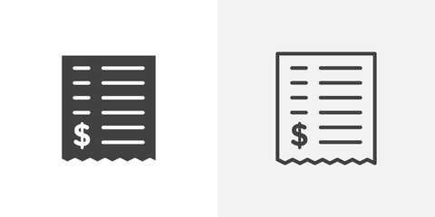 Poster - Receipt icon vector icon set in black and white color.