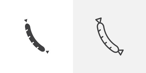 Poster - Sausage icon vector icon set in black and white color.