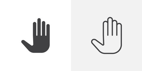 Poster - Stop icon vector icon set in black and white color.