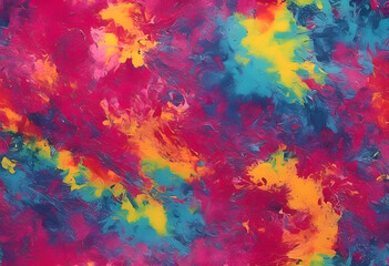 Vibrant tie-dye pattern with red, blue, yellow, and purple colors.