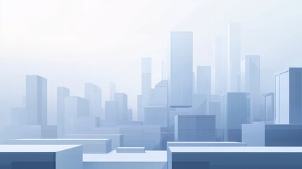 Wall Mural - A minimalist cityscape with clean, simple lines, designed as a background for an endless mobile runner game