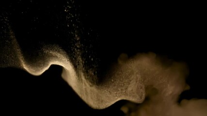 Poster - Abstract dynamic cloud of dust particles dispersing against black background in explosion
