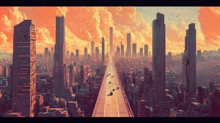 Wall Mural - An illustration of a future city