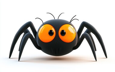 halloween 3d funny cartoon spider personage isolated stock photo on white background 