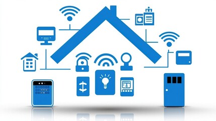 Poster - Smart Home Technology Concept and Connectivity Icons
