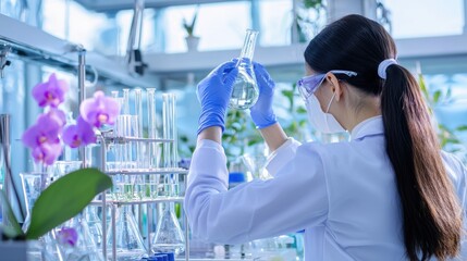 Poster - scientist conducting experiments in a modern lab