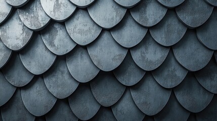 Abstract Futuristic Geometric Wall Pattern with 3D Fish Scale Blocks. Modern Technology Design Concept