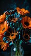© Natallia - Striking bouquet with black and orange blooming flowers. Halloween themed design