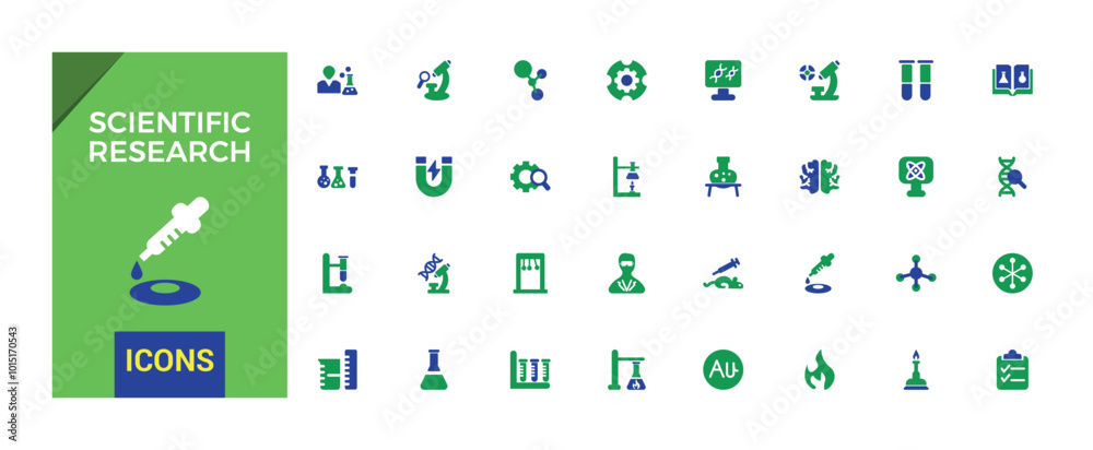 Science reshearch colorfull icons set, duotone color icon for wen and ...