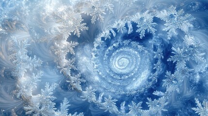 Poster - Delicate snowflakes spiral beautifully against a soft blue backdrop, creating an enchanting winter atmosphere that captivates the viewer. Generative AI