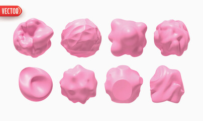 Poster - Set of Metaball shapes of objects realistic 3d design. Collection Meteorites asteroids comet Round ball spherical elements. Vector illustration