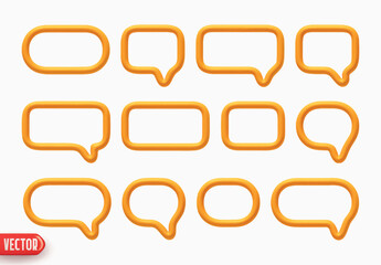 Aufkleber - Speech bubbles. Minimal set of chat dialog bubble line Icons. Realistic 3d design isolated on white background. Vector illustration