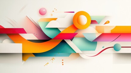 Poster - An abstract digital painting composed of geometric shapes and bold colors, creating a sense of movement and energy.