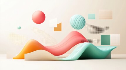 Poster - An abstract illustration representing a website concept, featuring geometric shapes and flowing lines to create a dynamic feel.