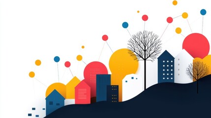 Poster - A creative illustration depicting the social media landscape, emphasizing connectivity and interaction.