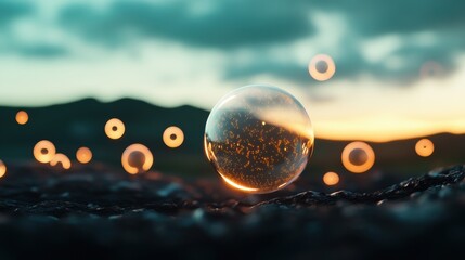 Poster - A futuristic illustration of a digital world with holographic chat bubbles floating through the air.
