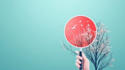 Poster - An illustration of a hand holding a magnifying glass, symbolizing the process of finding answers and solutions through support.
