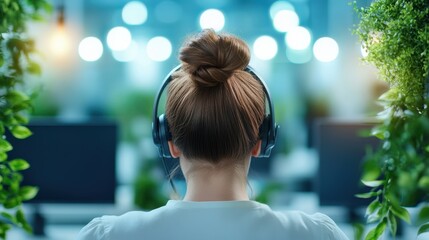 Poster - A busy call center with multiple employees working at their desks, answering phone calls and providing customer support.