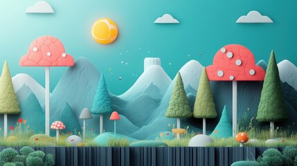 Poster - Digital illustration depicting a scene with a mix of flat and detailed elements, demonstrating artistic skill.