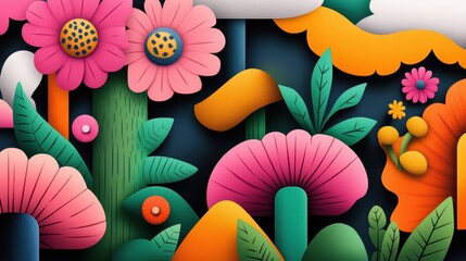 Poster - Close up shot of an illustration showcasing vibrant colors, textures, and intricate details.