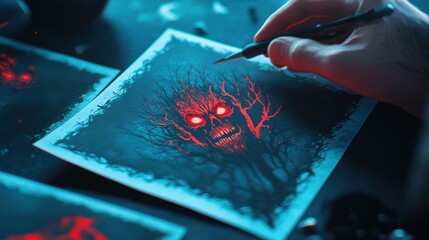 Poster - Physical portfolio showcasing a collection of high quality prints and sketches of various illustrations.