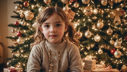 child decorating christmas tree