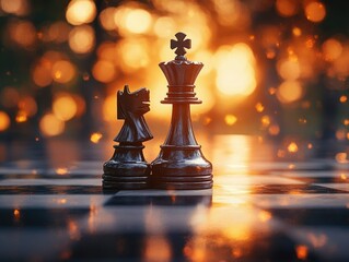 Epic AI Chess Victory - Realistic High-Quality Image of AI Chess Piece Defeating a King in Cinematic Lighting