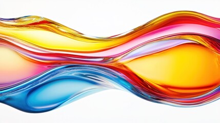 Poster - Wavy forms intertwine in vibrant colors, showcasing a blend of yellow, pink, and blue that flows gracefully across a bright background, creating a captivating visual appeal