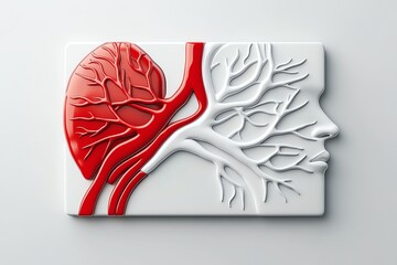 Poster - Minimalist heart and blood vessels diagram, showing the major pathways of blood flow in a simple, clean design