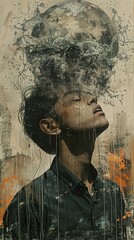  Abstract Portrait of a Man in a Cityscape
