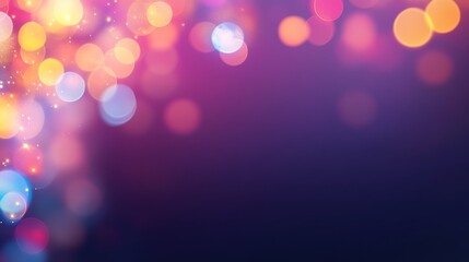 Poster - Softly glowing fairy lights in various colors create a whimsical bokeh effect, layered against a deep purple backdrop, evoking a festive and dreamy ambiance