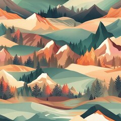 Poster - beautiful illustration background of mountain scenery