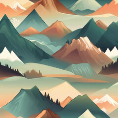 Poster - beautiful illustration background of mountain scenery