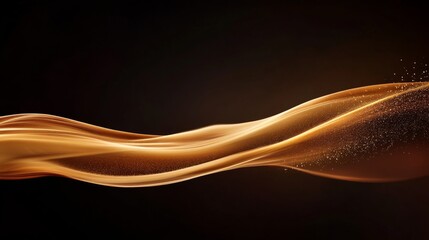 Poster - A rich, golden wave flows effortlessly over a deep black backdrop, reflecting light and casting gentle shadows, exuding a luxurious and fluid essence