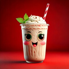 Sticker - Cute Cartoon Iced Peppermint Latte Character 