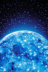 Wall Mural - blue planet, earth from space, full moon, galaxy, stars, celestial, astronomy, universe.